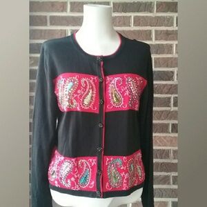 Berek Sequined Paisley Cropped Cardigan